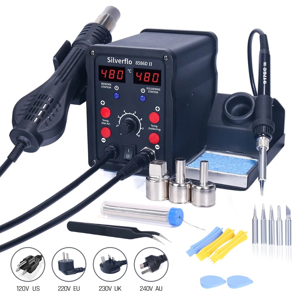 T12 Soldering Station Oled - Silverflo 8586D Lötstation 2 IN 1